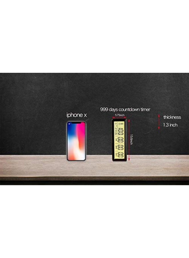 KISSUN Digital 999 days countdown timer display time for Retirement Vacation Exam Wedding lab kitchen Project meeting(batteries included)/black - Image 2